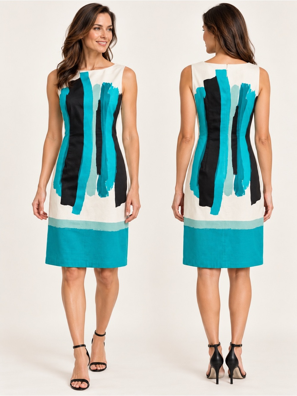 Chetta B Painted Stripe Sleeveless Sheath Dress